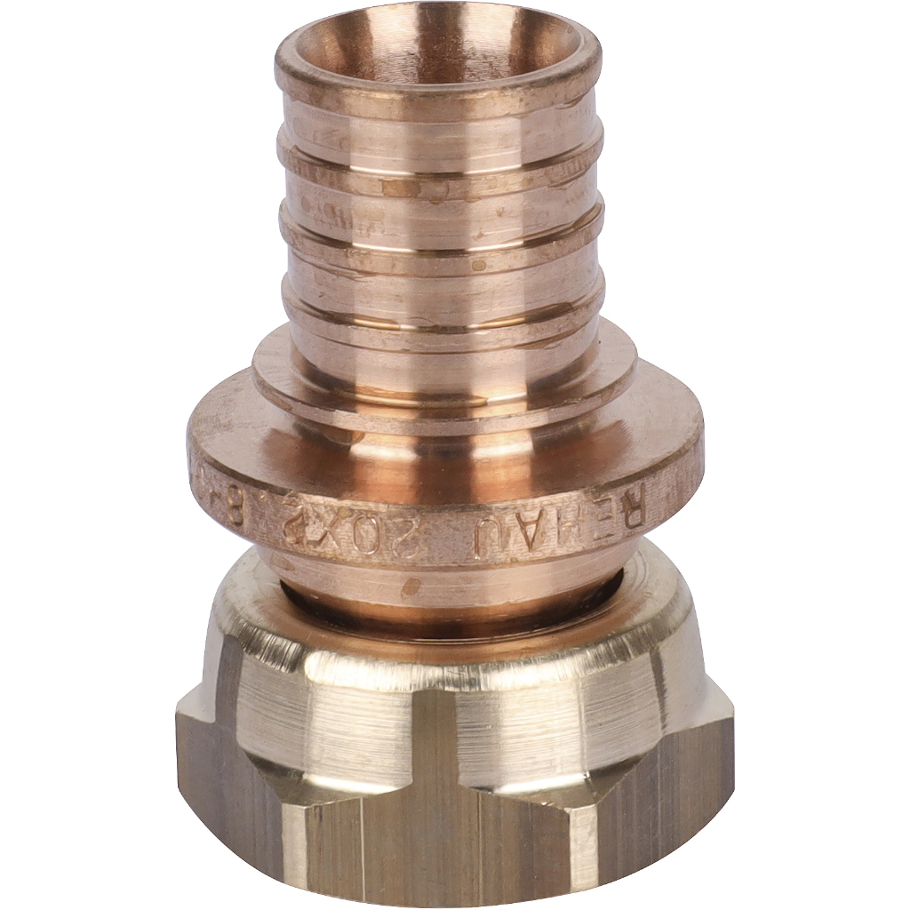 Переходник РЕХАУ RAUTITAN с накидной гайкой 20-G 1/2 RX+ для труб из сшитого полиэтилена аксиальный, 14563371001