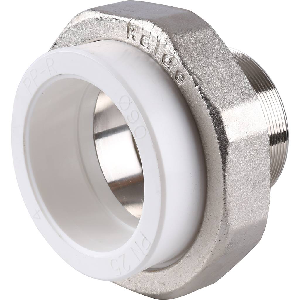Муфта разъемная Kalde с наружной резьбой 90x3 для полипропиленовых труб под сварку (цвет белый), 3252-tum-903000