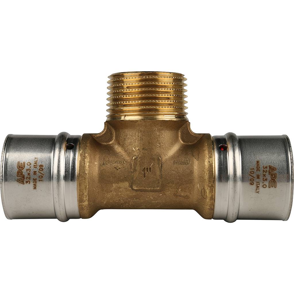 Тройник-переходник STOUT с наружной резьбой 32х1 х32 для металлопластиковых труб прессовой, SFP-0008-320132