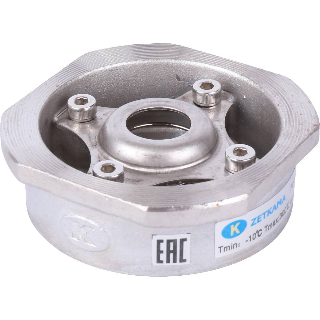 Клапан обратный пружинный ZETKAMA 275I Ду25 Ру40 межфланцевый из нерж. стали, 275I025E51