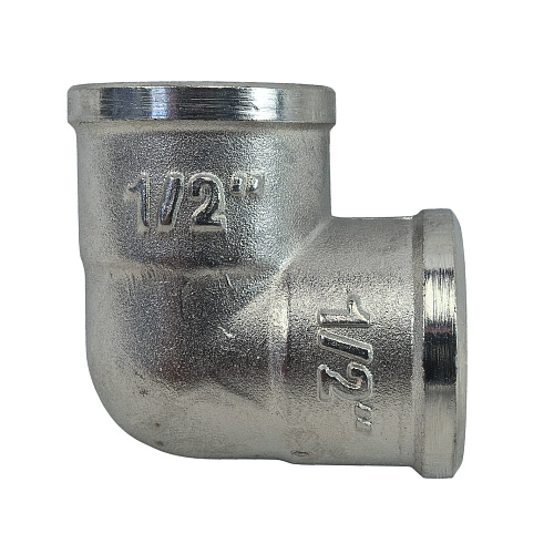 Угольник, латунь, внутренняя/внутренняя резьба 1/2х90°, никель, РТП