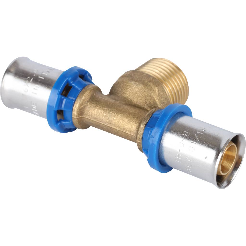 Тройник-переходник APE с наружной резьбой 16х1/2 х16 для металлопластиковых труб прессовой, ARL2003101