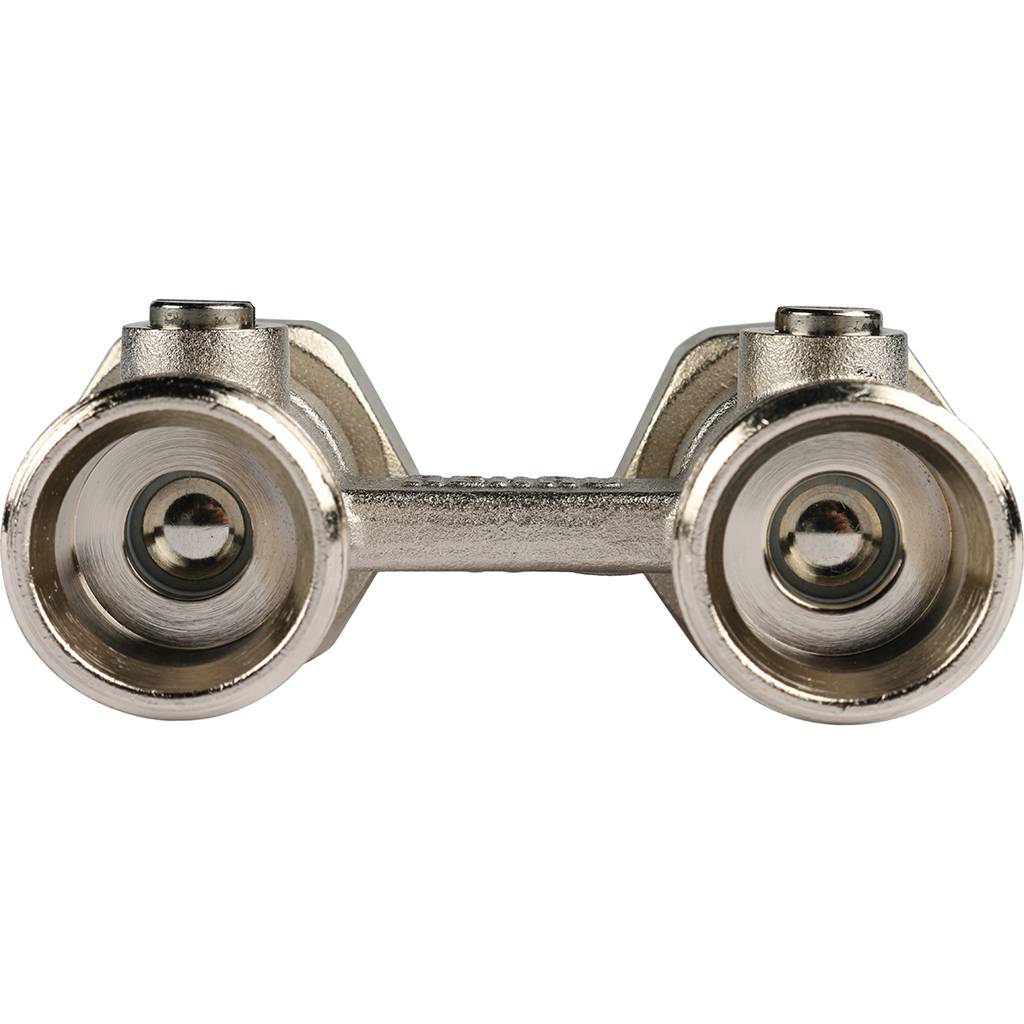 *12407271001 REHAU RAUTITAN Пара шаровых кранов с соед. нип. G 1/2xG 3/4, прямой (никелирован.), 12407271001