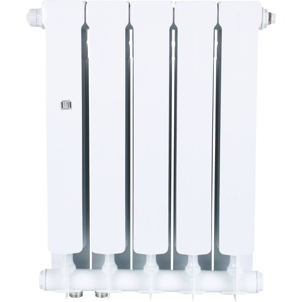 Радиатор биметаллический STOUT Space 500 5 секций нижнее правое подключение RAL9016, SRB-0320-050005