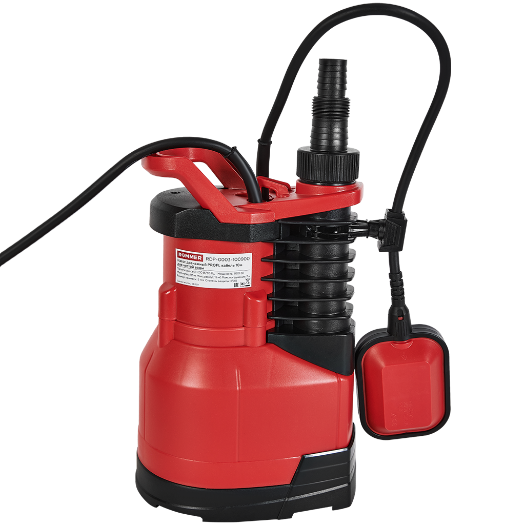 Насос дренажный ROMMER PROFI, кабель 10м, 900 Вт, для чистой воды