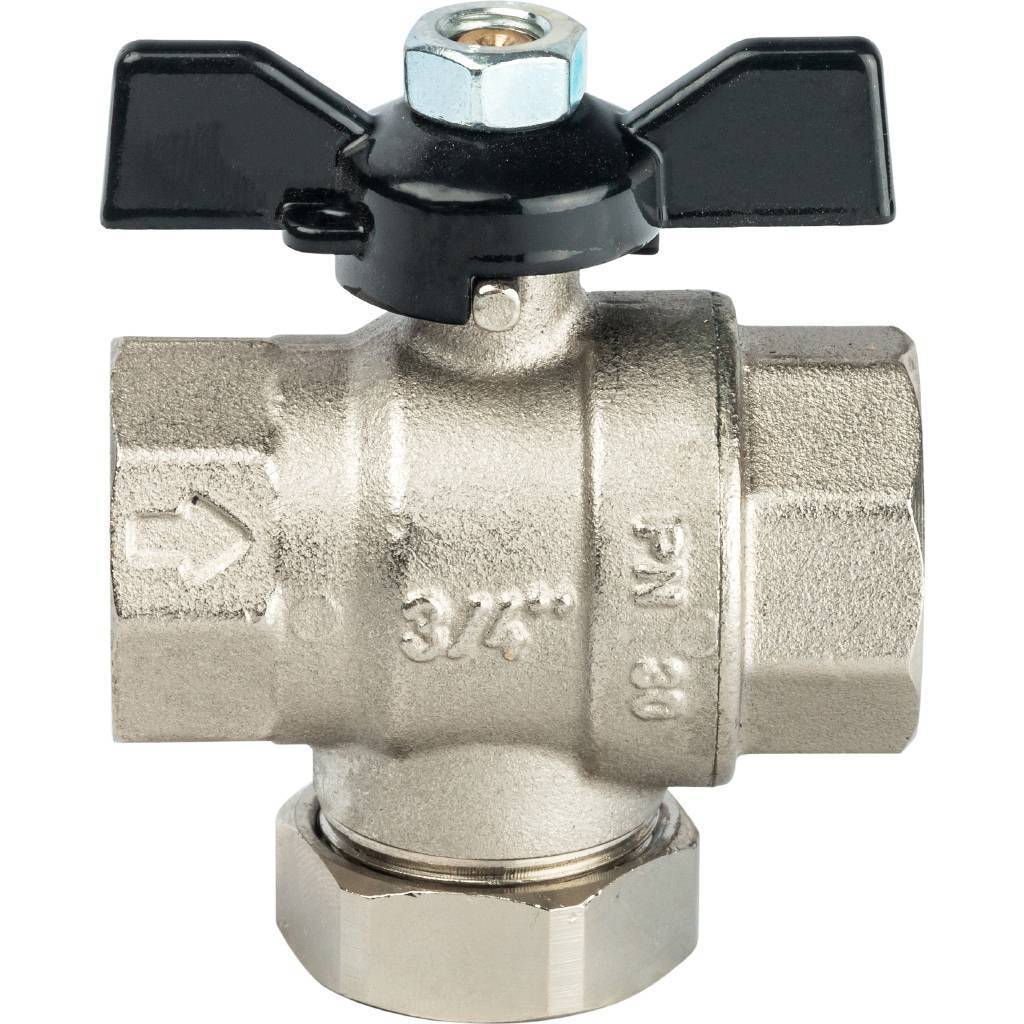 Кран шаровой STOUT с фильтром 3/4 (ручка-бабочка), SVF 0002 000020