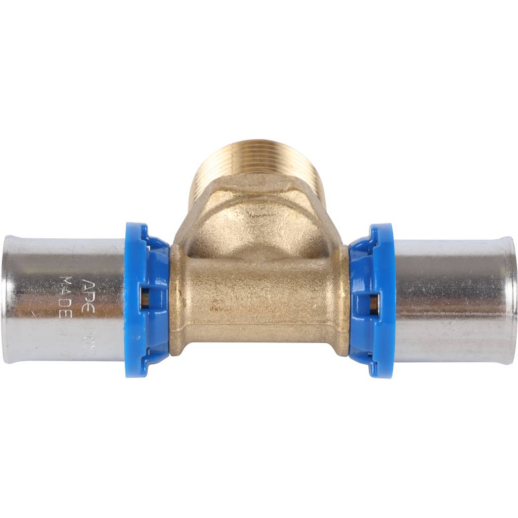 Тройник-переходник APE с наружной резьбой 20х3/4 х20 для металлопластиковых труб прессовой, ARL2004202