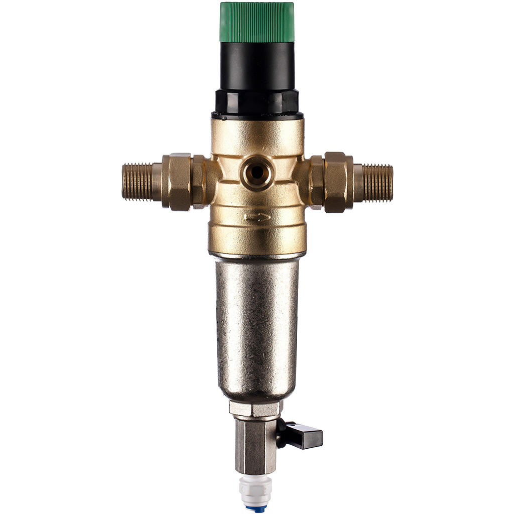 Фильтр самопромывной Гейзер-Бастион 7508155201 1/2 для горячей воды, с регулятором давления, d52,5, 32682