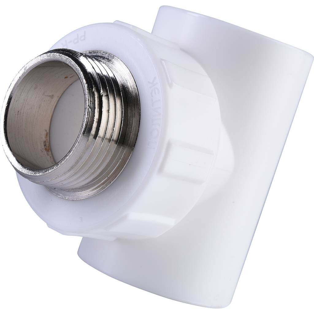 Тройник Политэк 32x1 с наружной резьбой для полипропиленовых труб под сварку (цвет белый), 9510003201