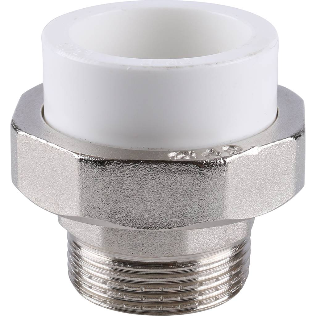 Муфта разъемная Kalde с наружной резьбой 40х1 1/4 для полипропиленовых труб под сварку (цвет белый), 3252-tum-401a00