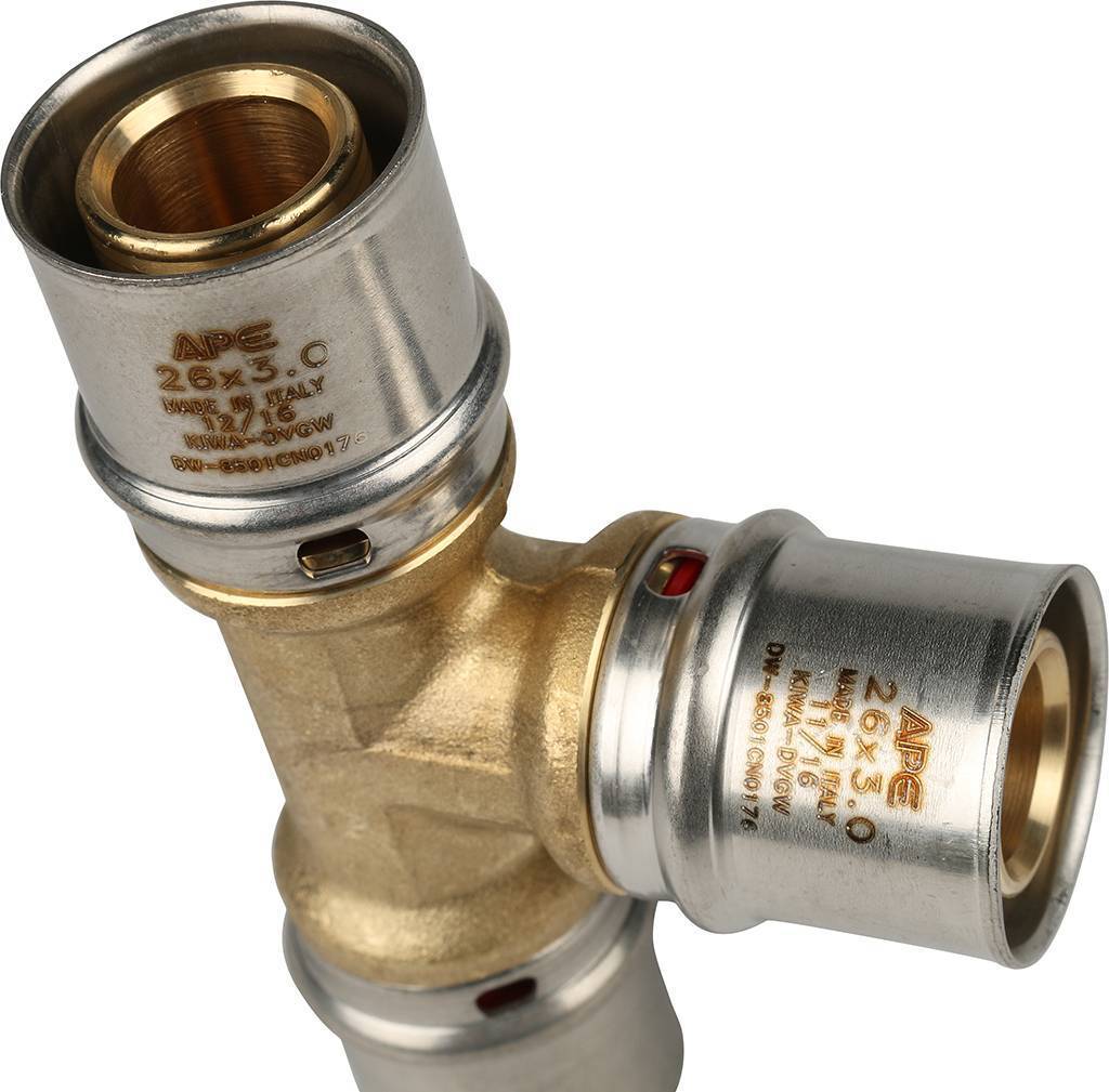 Тройник STOUT равнопроходный 26х26х26 для металлопластиковых труб прессовой, SFP-0006-262626