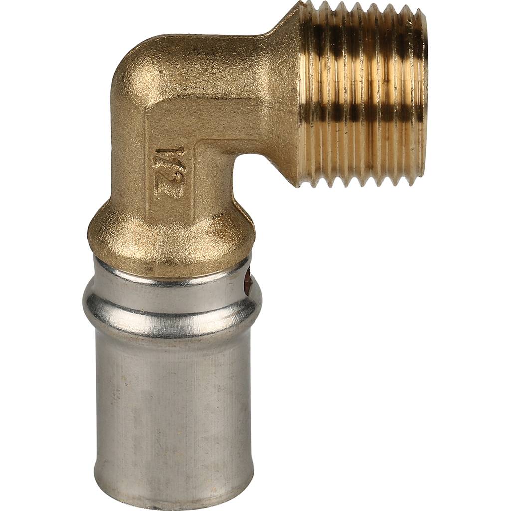 Угольник-переходник STOUT с наружной резьбой 1/2 х16 для металлопластиковых труб прессовой, SFP-0011-001216