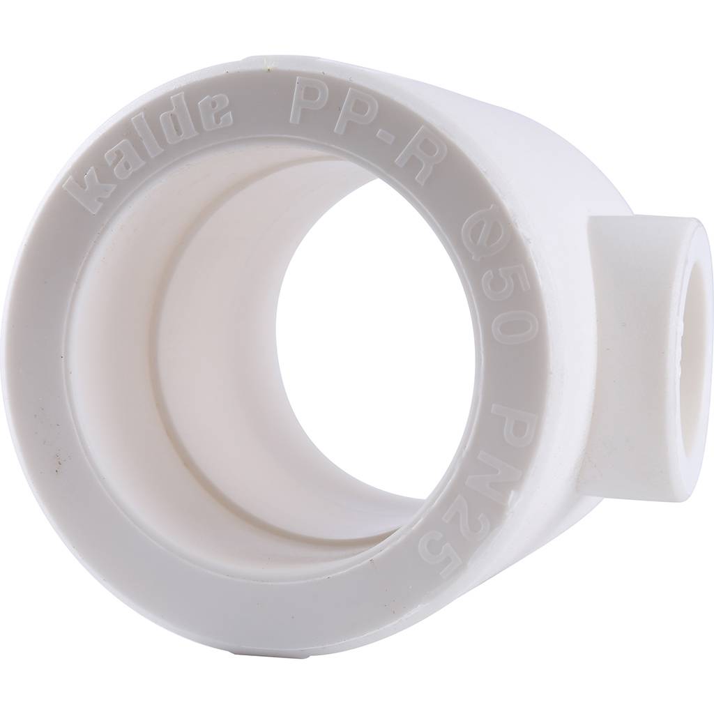 Тройник переходной Kalde 50x25x50 для полипропиленовых труб под сварку (цвет белый)