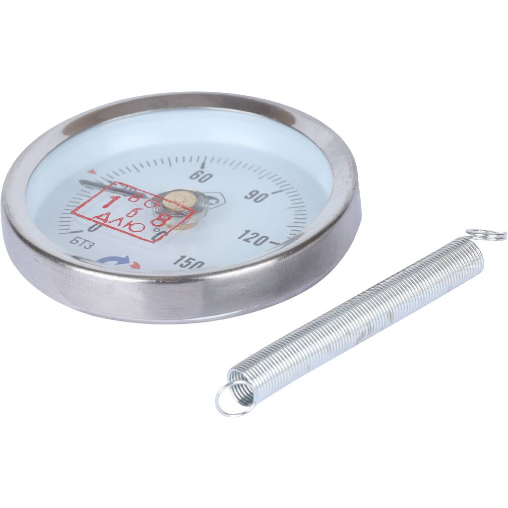 Термометр биметаллический накладной РОСМА 63 мм с пружиной 150 градусов БТ-30.010