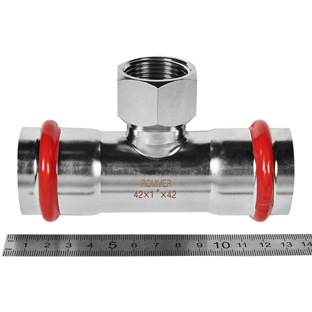 Тройник-Переходник ROMMER ВПр-ВР, 42х1, из нержавеющей стали прессовой, RSS-1015-000421