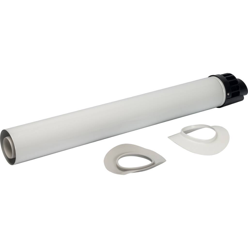 *SCA-8610-010854 STOUT Элемент дымохода конденсац. участок для прохода через стену с манжетами и оголовком  854 мм DN60/100 м/п PP-FE, SCA-8610-010854