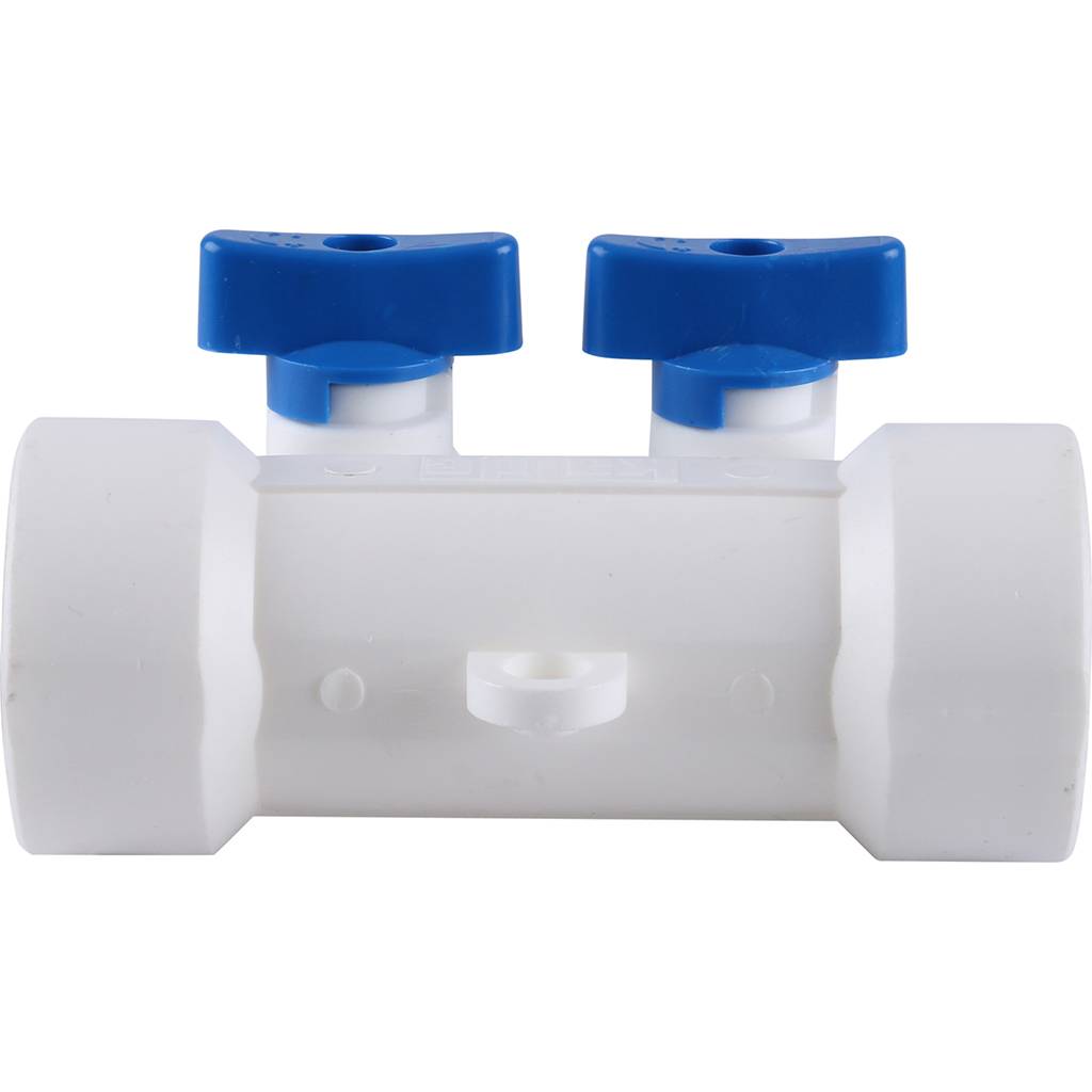 Коллектор с запорными кранами для полипропиленовых труб Kalde (2 выхода)