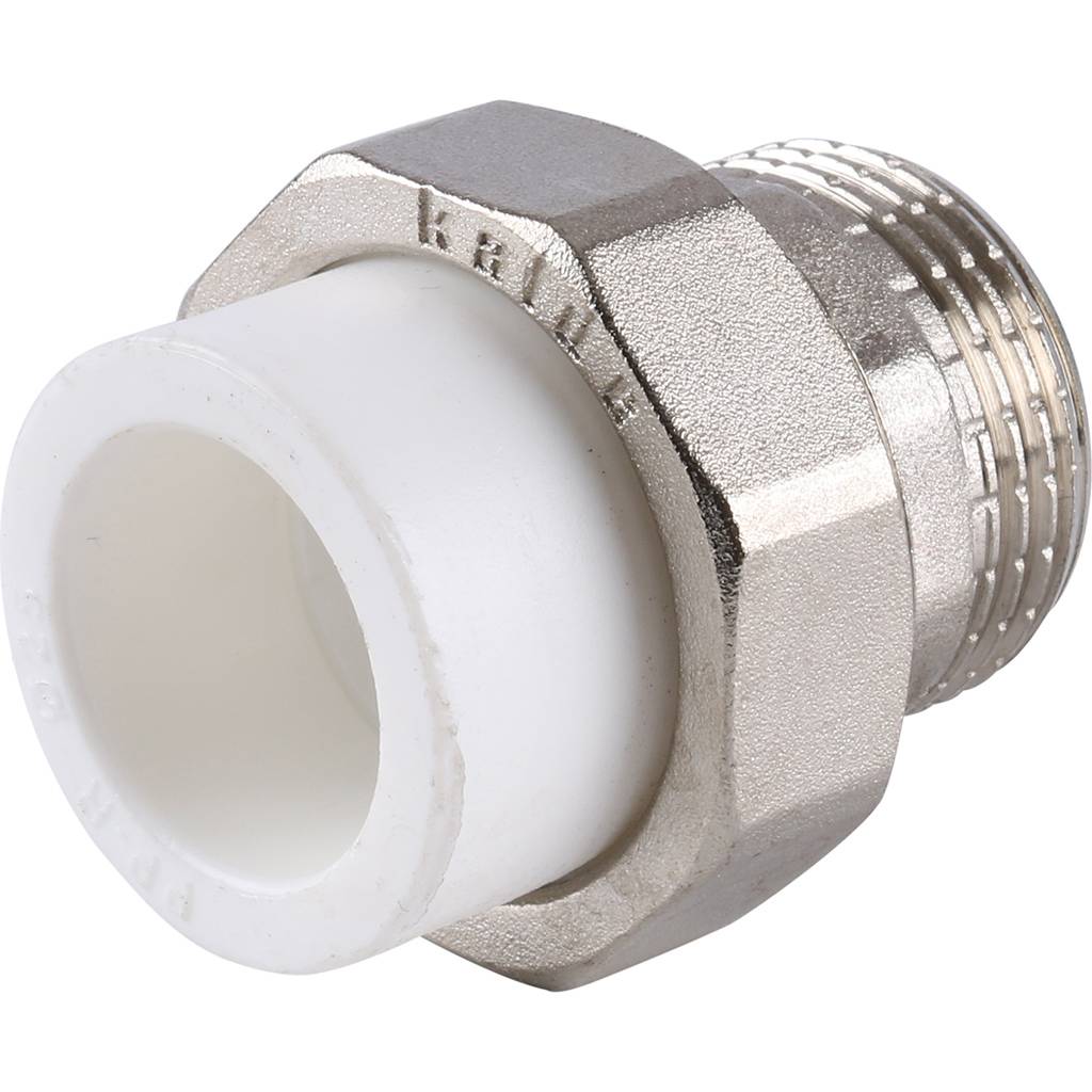 Муфта разъемная Kalde с наружной резьбой 25x1 для полипропиленовых труб под сварку (цвет белый)