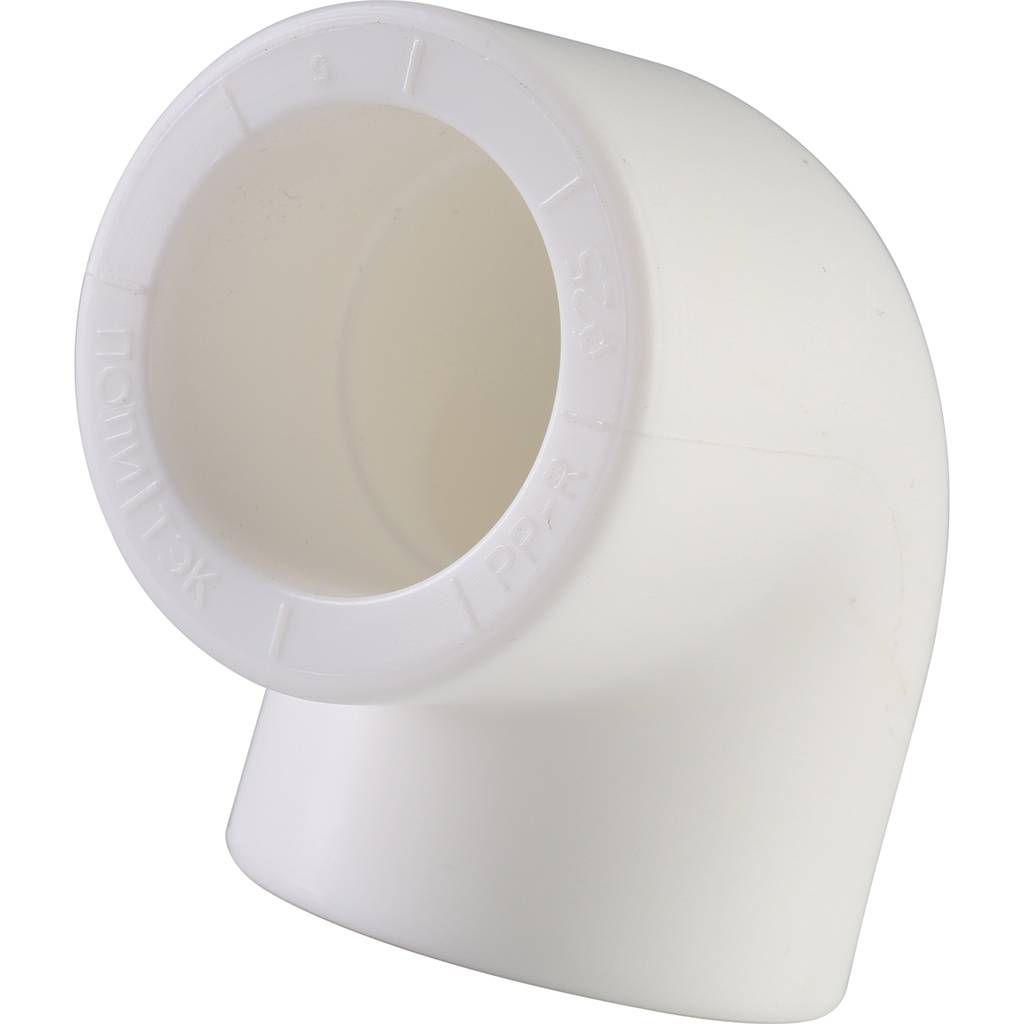 Угольник Политэк d=25 90* для полипропиленовых труб под сварку (цвет белый), 9000000325