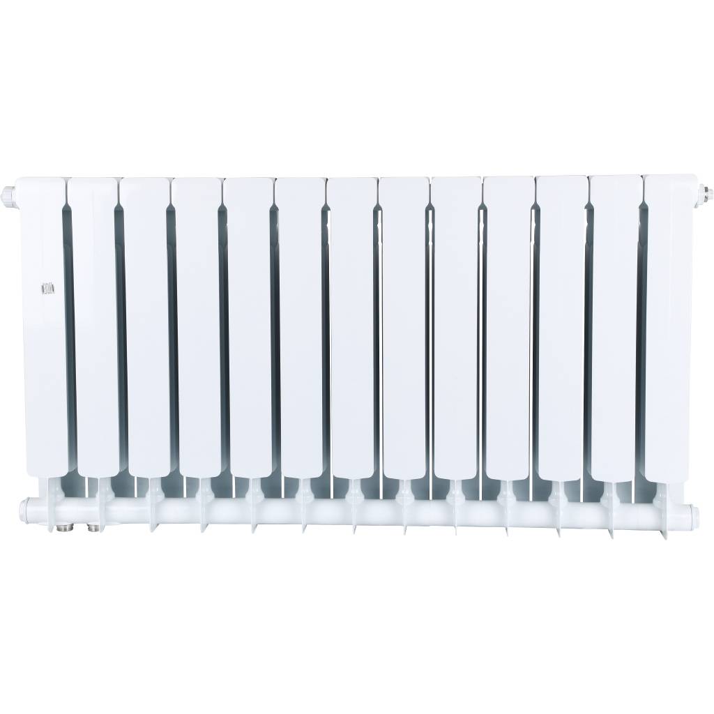 Радиатор биметаллический STOUT Space 500 13 секций нижнее правое подключение RAL9016, SRB-0320-050013