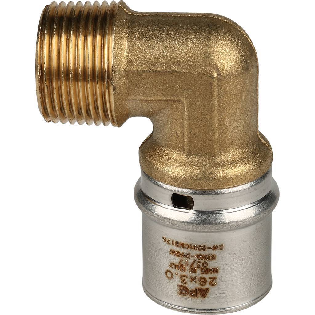 Угольник-переходник STOUT с наружной резьбой 3/4 х26 для металлопластиковых труб прессовой, SFP-0011-003426