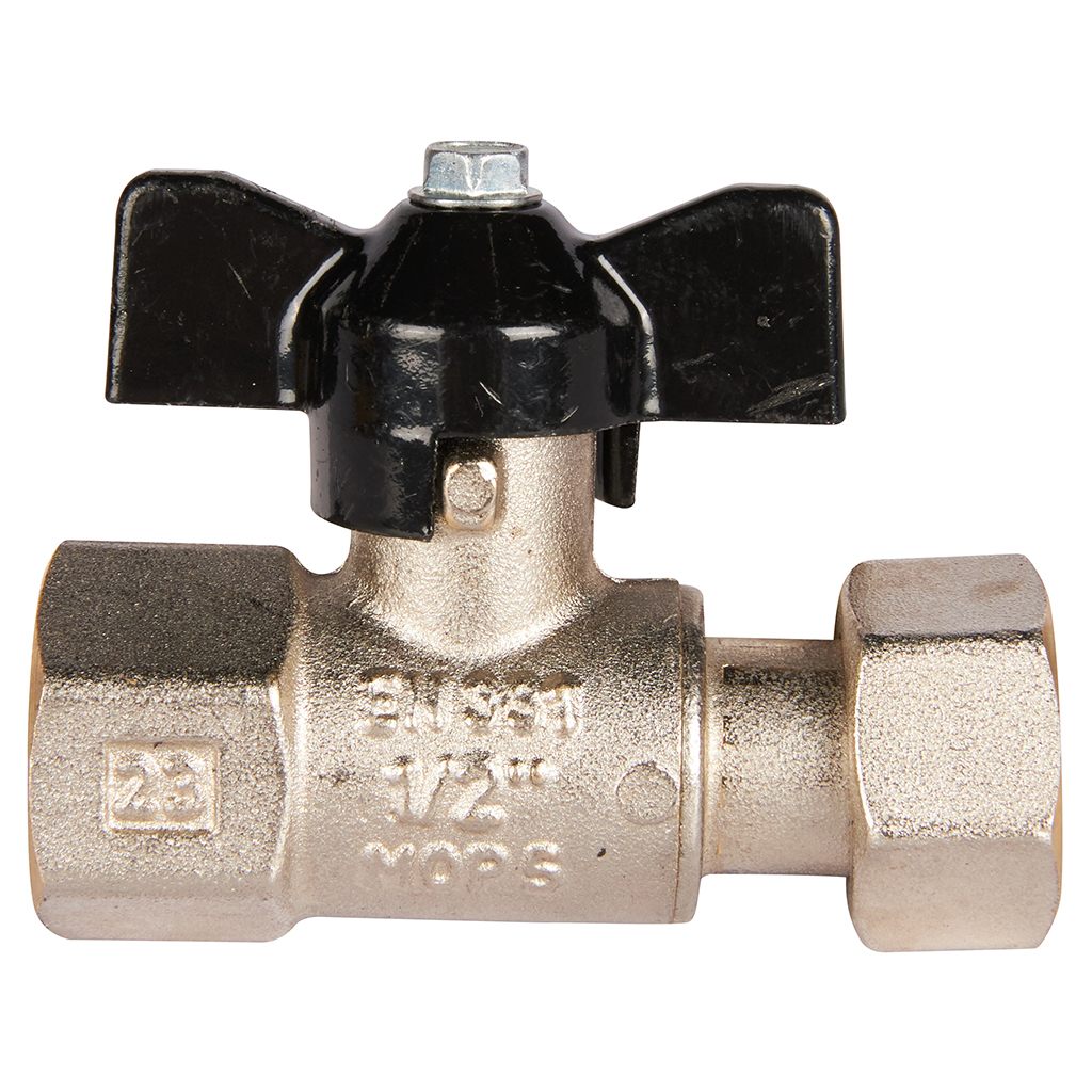 Кран шаровой STOUT с накидной гайкой ВР/накидная гайка, ручка бабочка 1/2x1/2, SVB-0009-000015