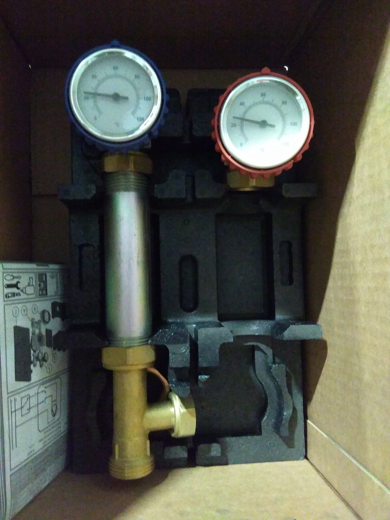 Уцененный товар (Отсутствует смесительный клапан): Насосная группа STOUT SDG-0002 с термостатическим смесительным клапаном 3/4 без насоса, SDG-0002-002001