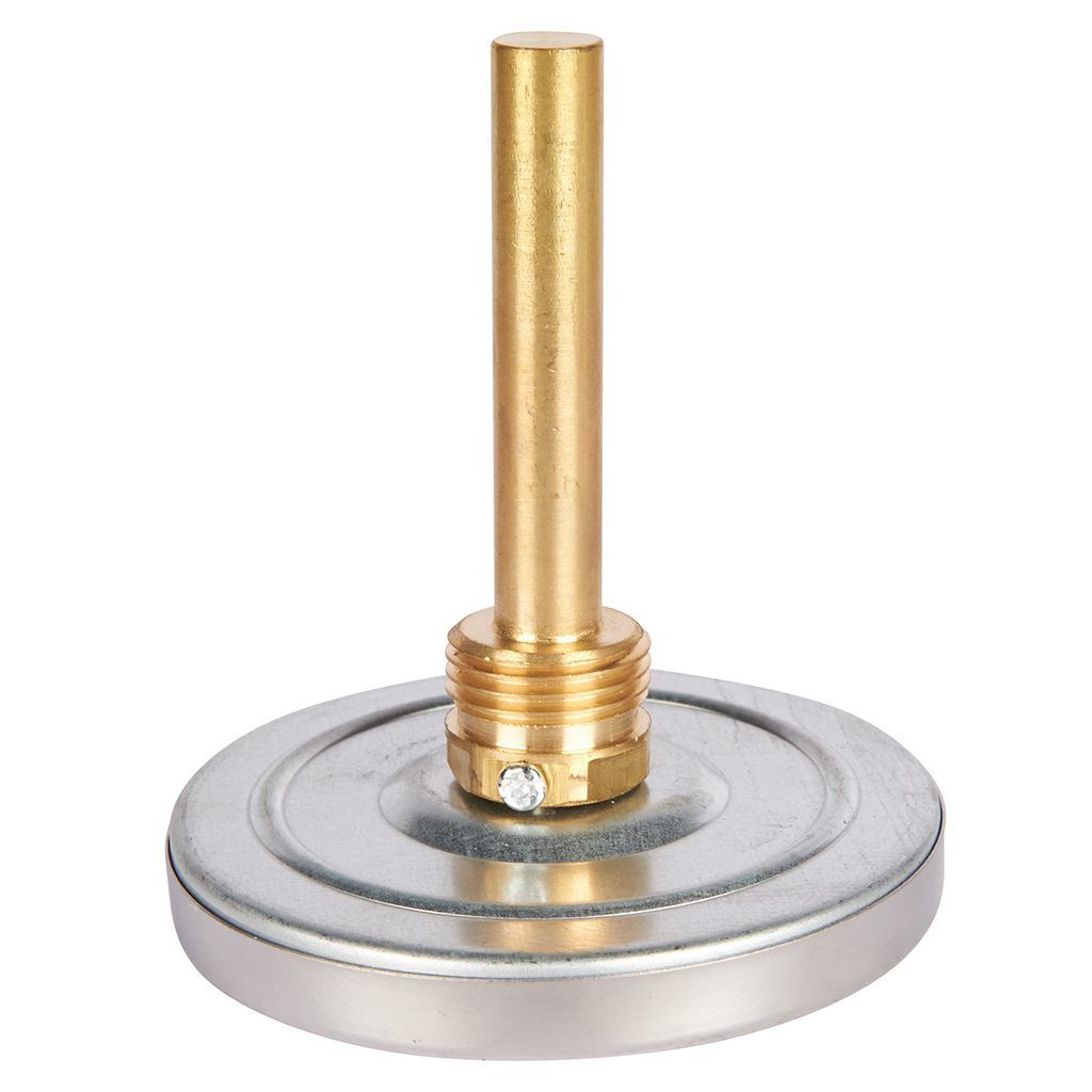 Термометр биметаллический ROMMER 80 мм 120 градусов с погружной гильзой 75 мм 1/2