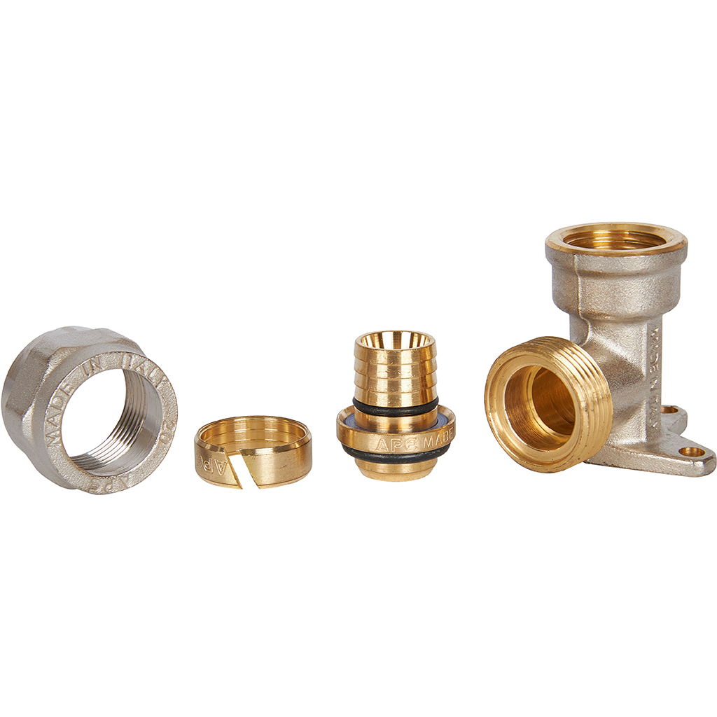 Угольник STOUT настенный с креплением 1/2 х20 для металлопластиковых труб винтовой, SFS-0008-001220