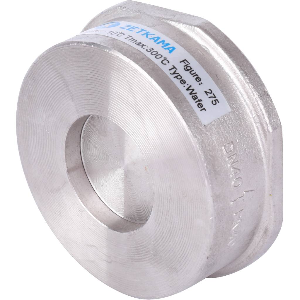 Клапан обратный пружинный ZETKAMA 275I Ду40 Ру40 межфланцевый из нерж. стали, 275I040E51