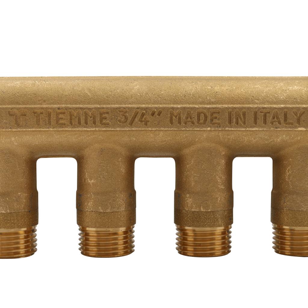 Коллектор распределительный TIEMME с шаровыми кранами на 4 выхода 3/4х1/2