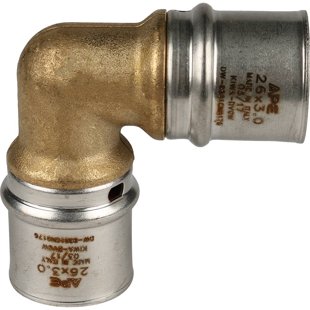 Угольник STOUT  90° 26х26 для металлопластиковых труб прессовой, SFP-0009-002626