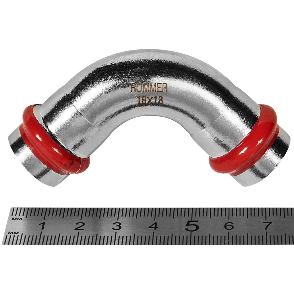 Угольник ROMMER 90°-ВПр, 18, из нержавеющей стали прессовой