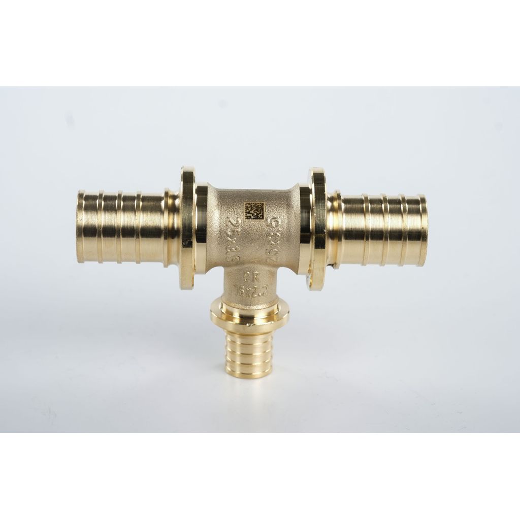 Тройник РЕХАУ с уменьшенным боковым проходом 25-16-25 MX для труб из сшитого полиэтилена аксиальный