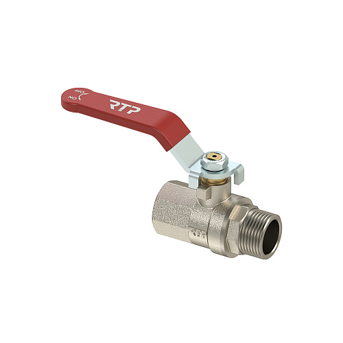 Кран шаровой ручка рычаг, латунь, внутренняя/наружная резьба 1_1/4,PN25 индивидуальная упаковка, никель, RTP