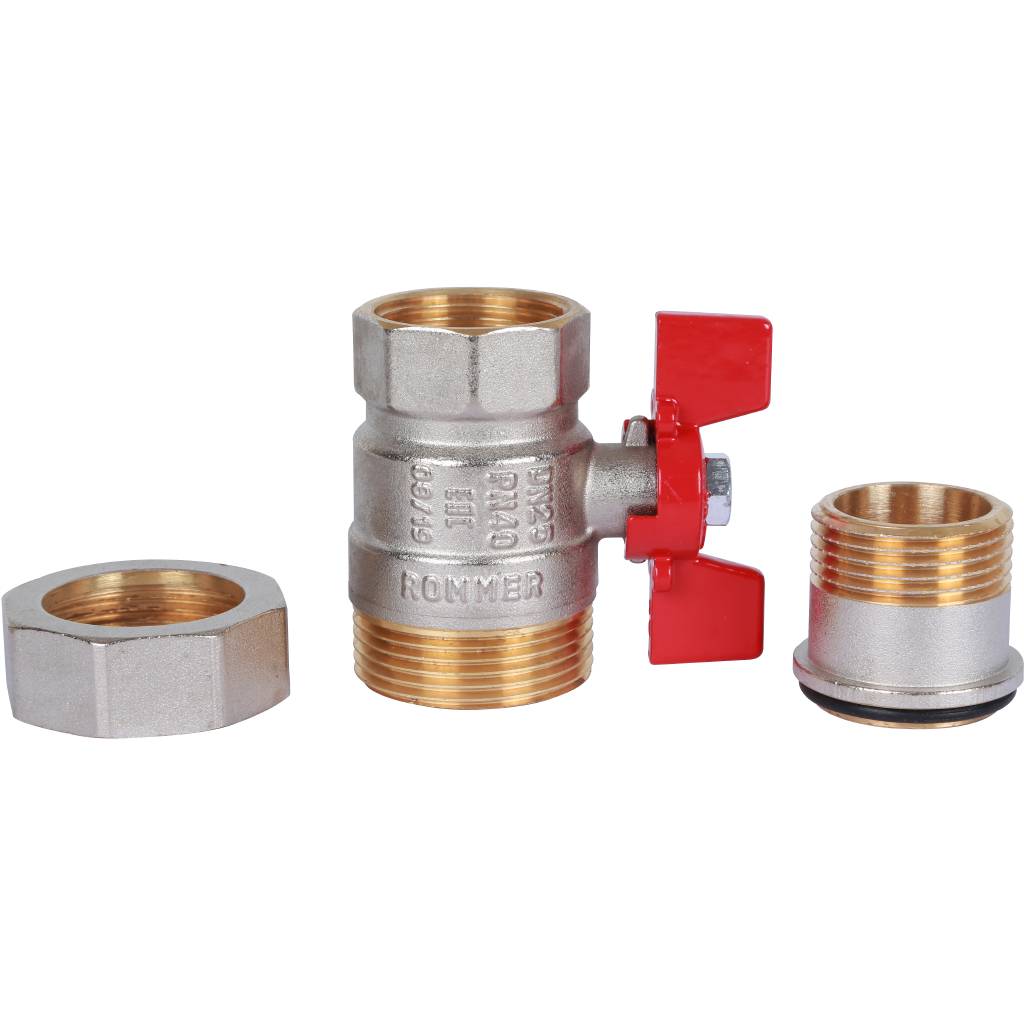 Кран шаровой ROMMER с американкой 1 ВН/НР, ручка бабочка, RBV-0005-0510225