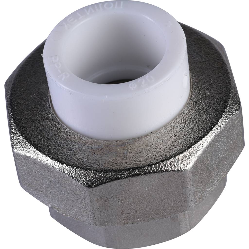 Муфта разъемная с наружной резьбой Политэк 20х1 для полипропиленовых труб под сварку (цвет белый), 9800002001