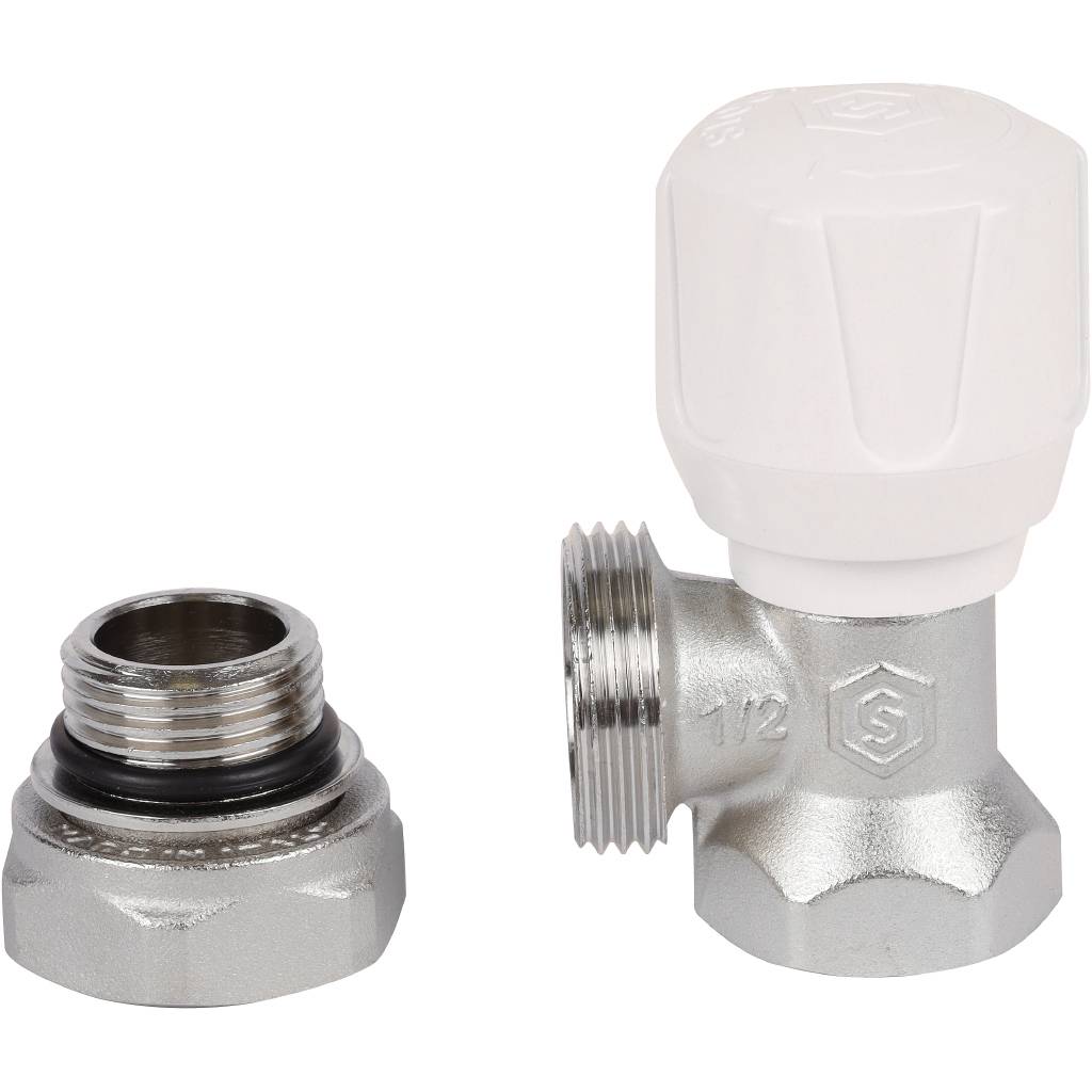 Клапан ручной терморегулирующий угловой STOUT SVR 1/2 (с дополнительным уплотнением), SVR-2102-100015