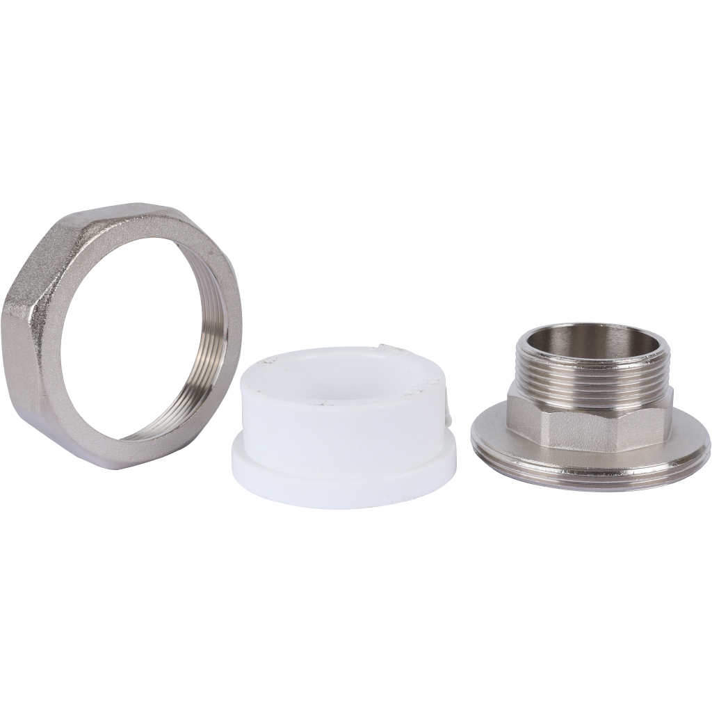 Муфта разъемная Политэк 50х1 1/2 с наружной резьбой для полипропиленовых труб под сварку (цвет белый)