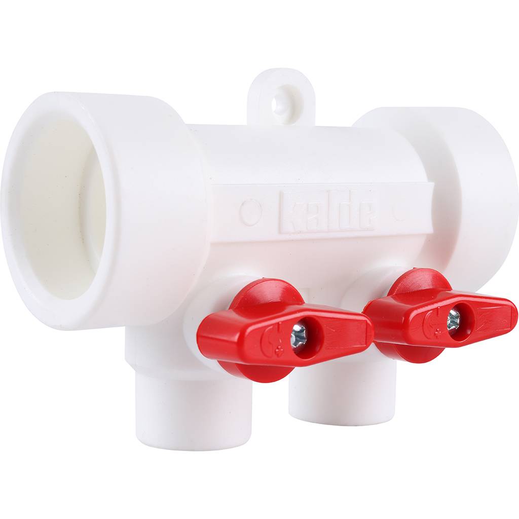 Коллектор с воздухоотводиком и запорными кранами Kalde (2 выхода)