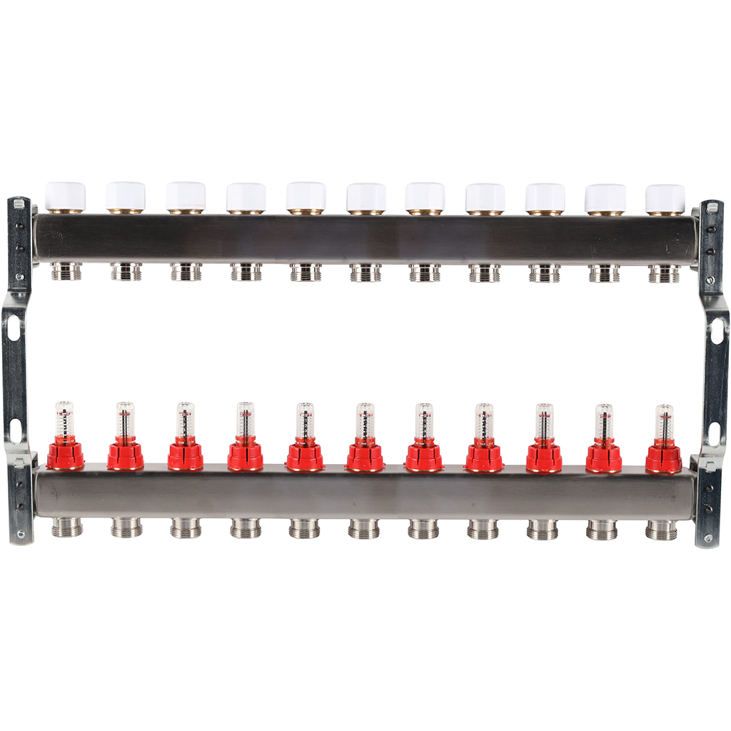 Коллектор из нержавеющей стали с расходомерами ROMMER 11 выходов