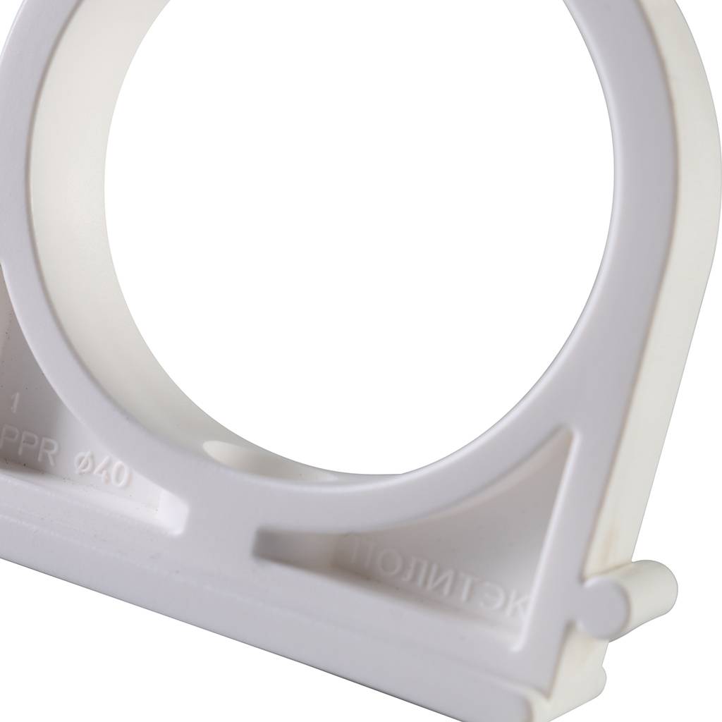 Крепление Политэк d=40 для полипропиленовых труб под сварку (цвет белый), 9000000040