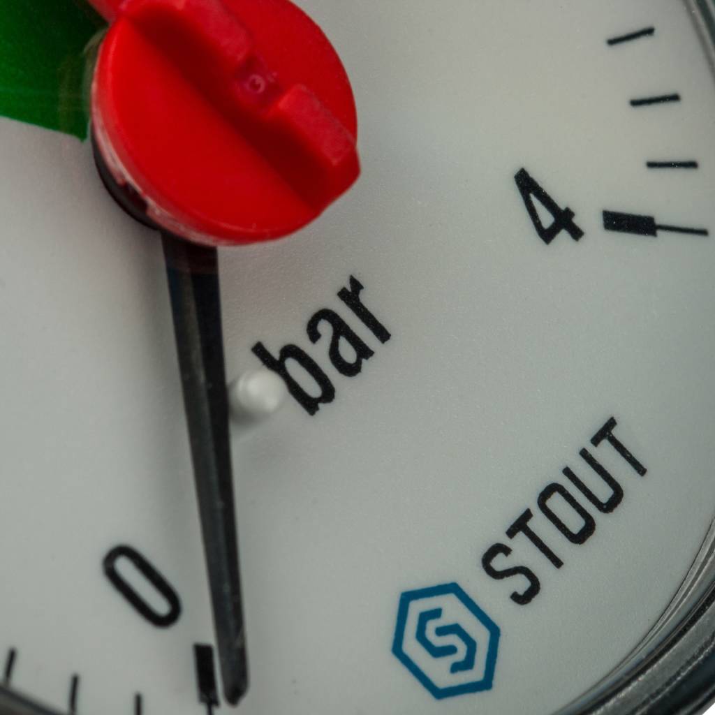 STOUT Манометр аксиальный с указателем предела 50 мм