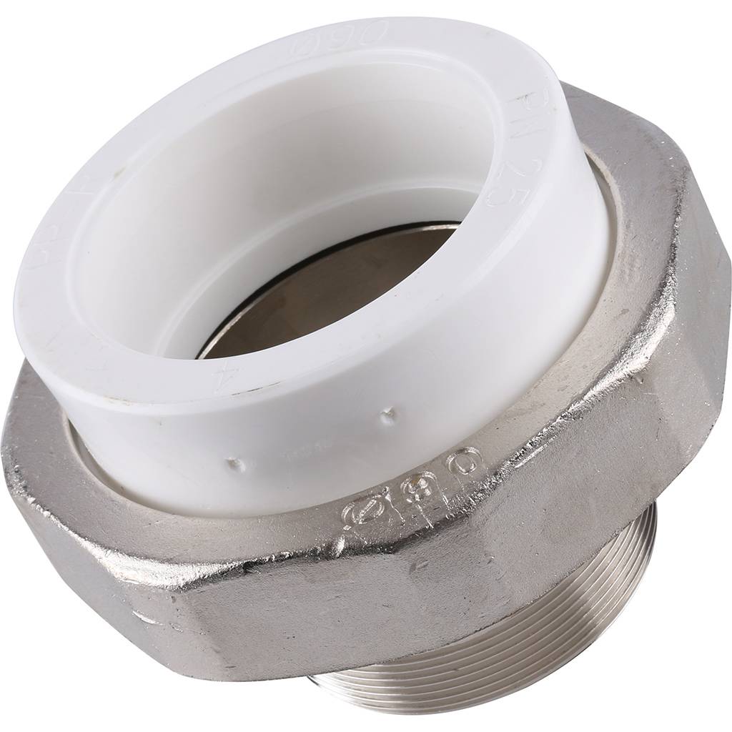 Муфта разъемная Kalde с наружной резьбой 90x3 для полипропиленовых труб под сварку (цвет белый), 3252-tum-903000