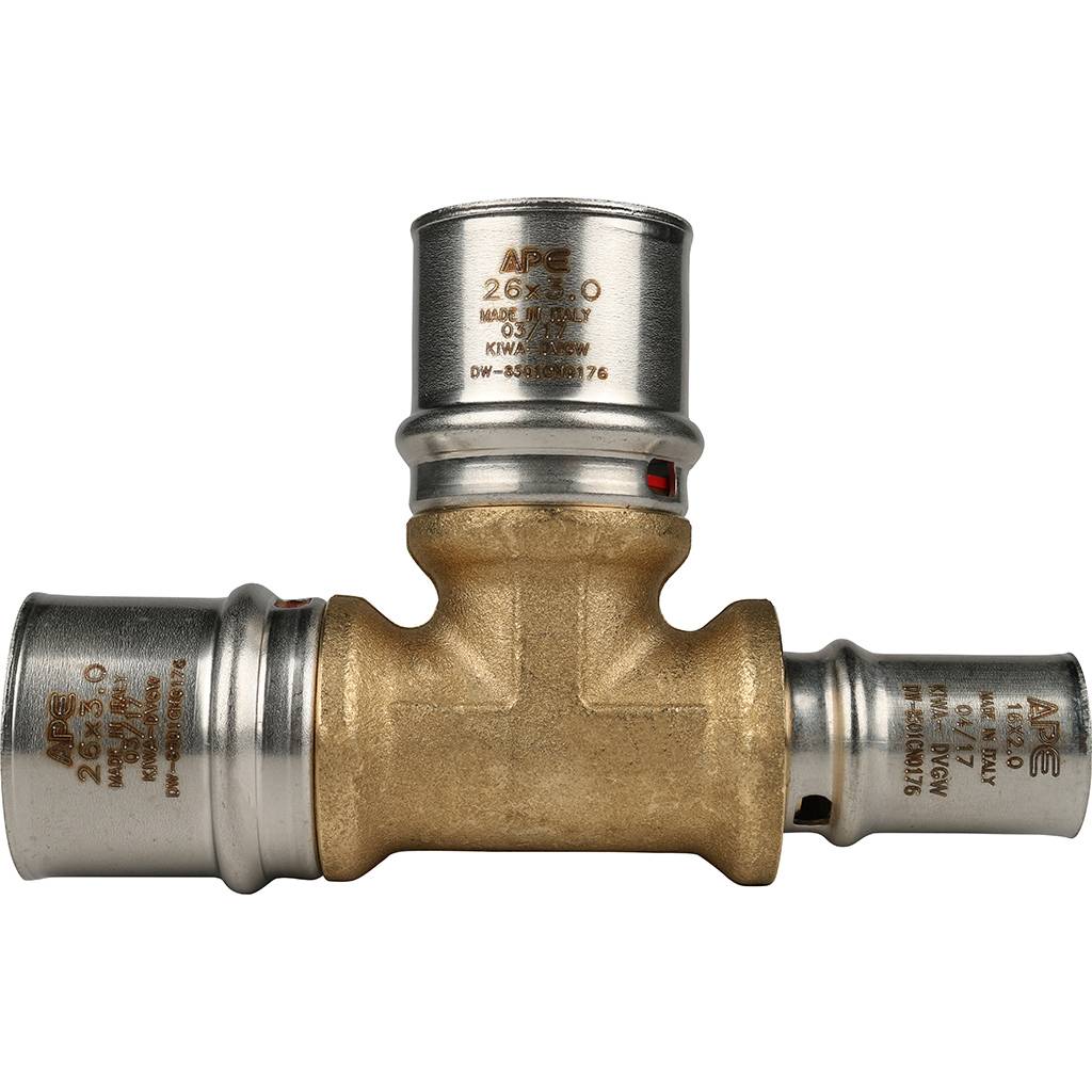 Тройник переходной STOUT 26х26х16 для металлопластиковых труб прессовой, SFP-0005-262616