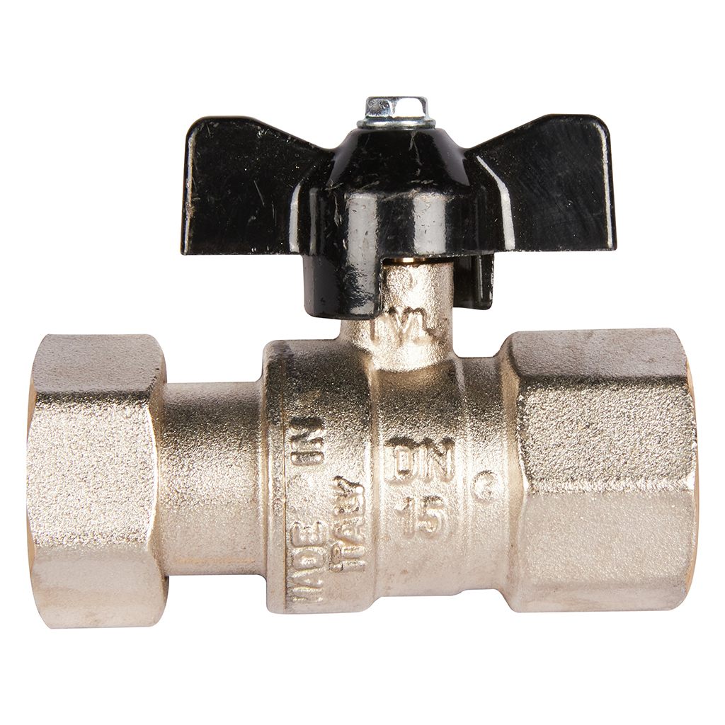 Кран шаровой STOUT с накидной гайкой ВР/накидная гайка, ручка бабочка 3/4x3/4, SVB-0009-000020