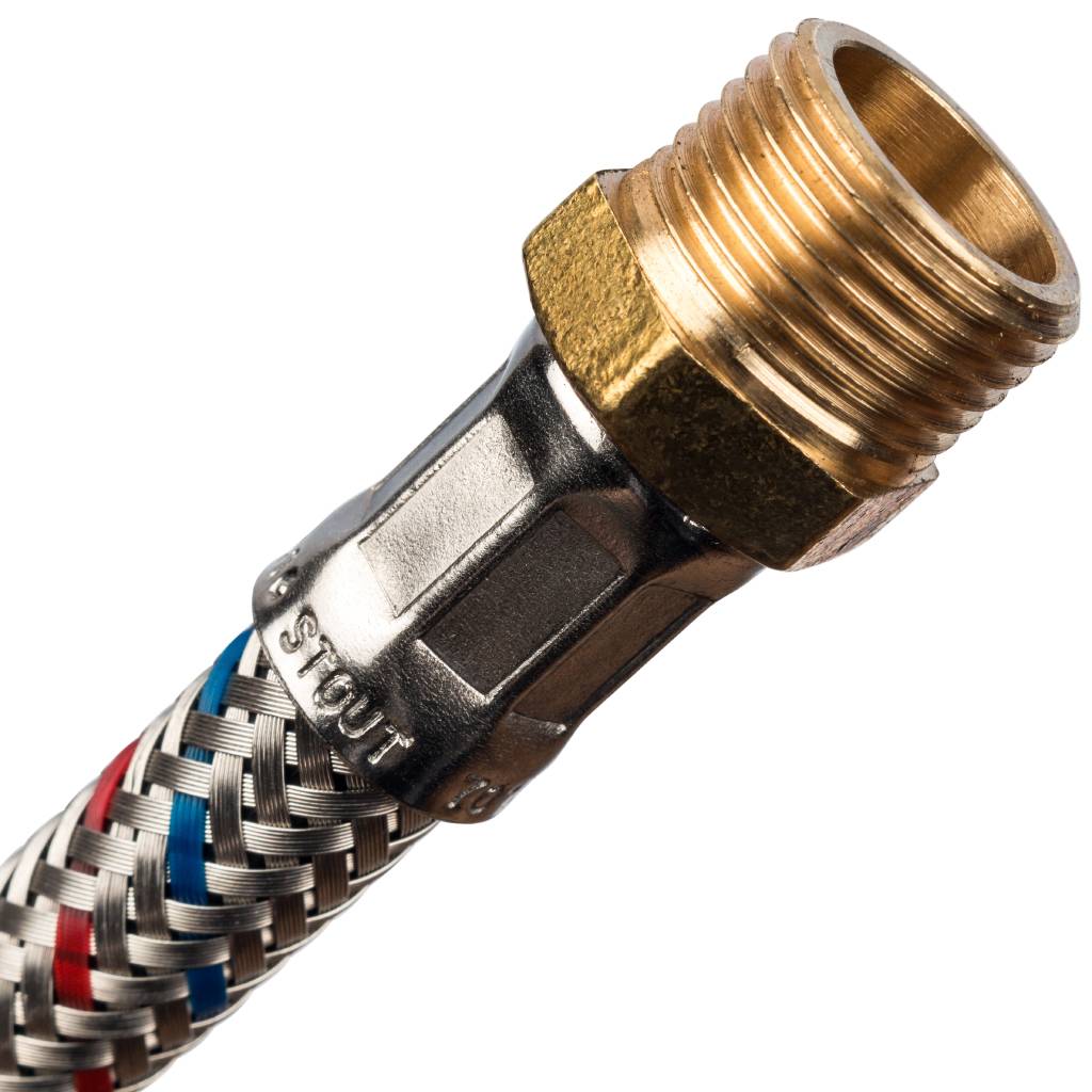 Гибкая подводка для воды STOUT НР 3/8 х ВР 1/2, длина 600 мм, SHF-0067-081015