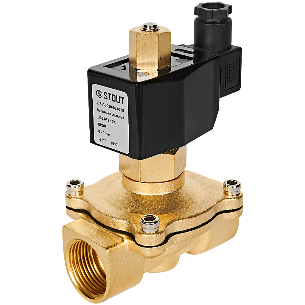 Клапан соленоидный (электромагнитный) STOUT прямого действия НО 24В G1 SSV-0020-024025