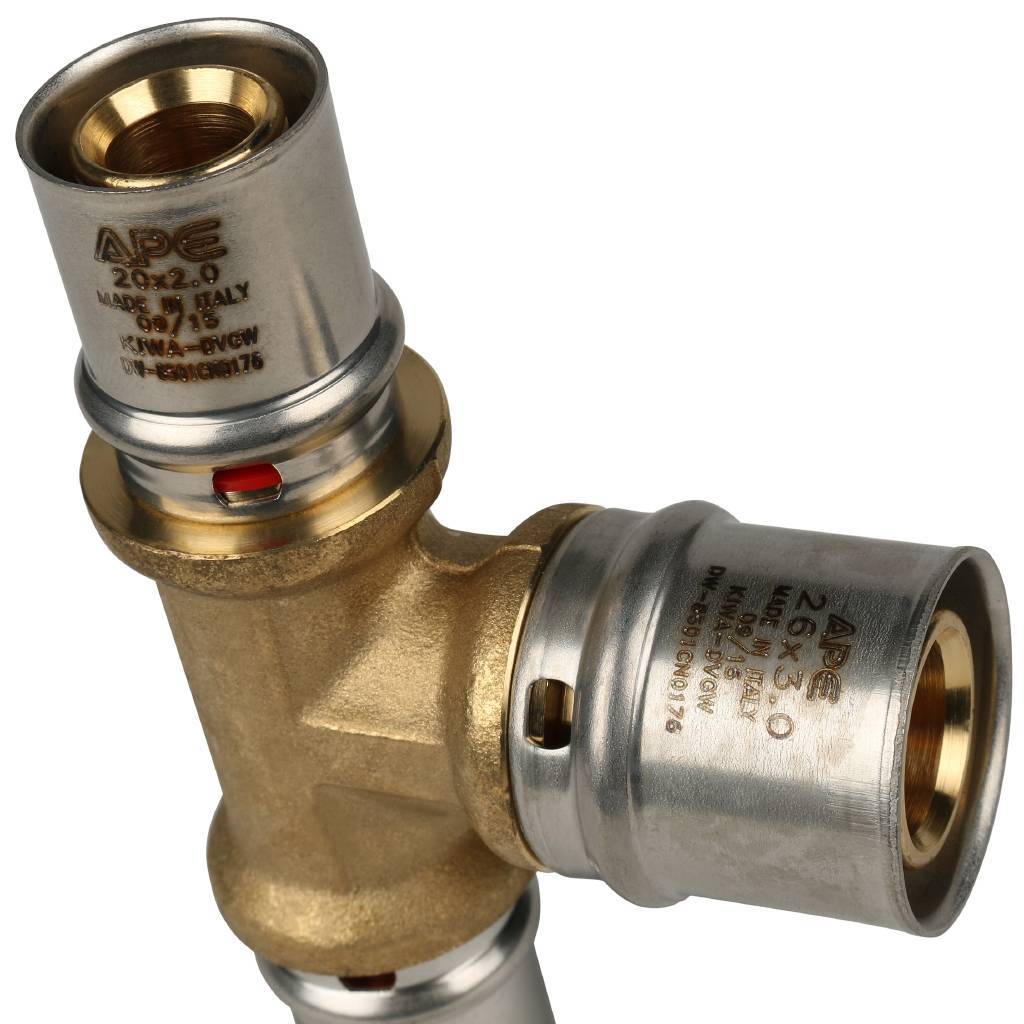 Тройник переходной STOUT 20х26х20 для металлопластиковых труб прессовой, SFP-0005-202620