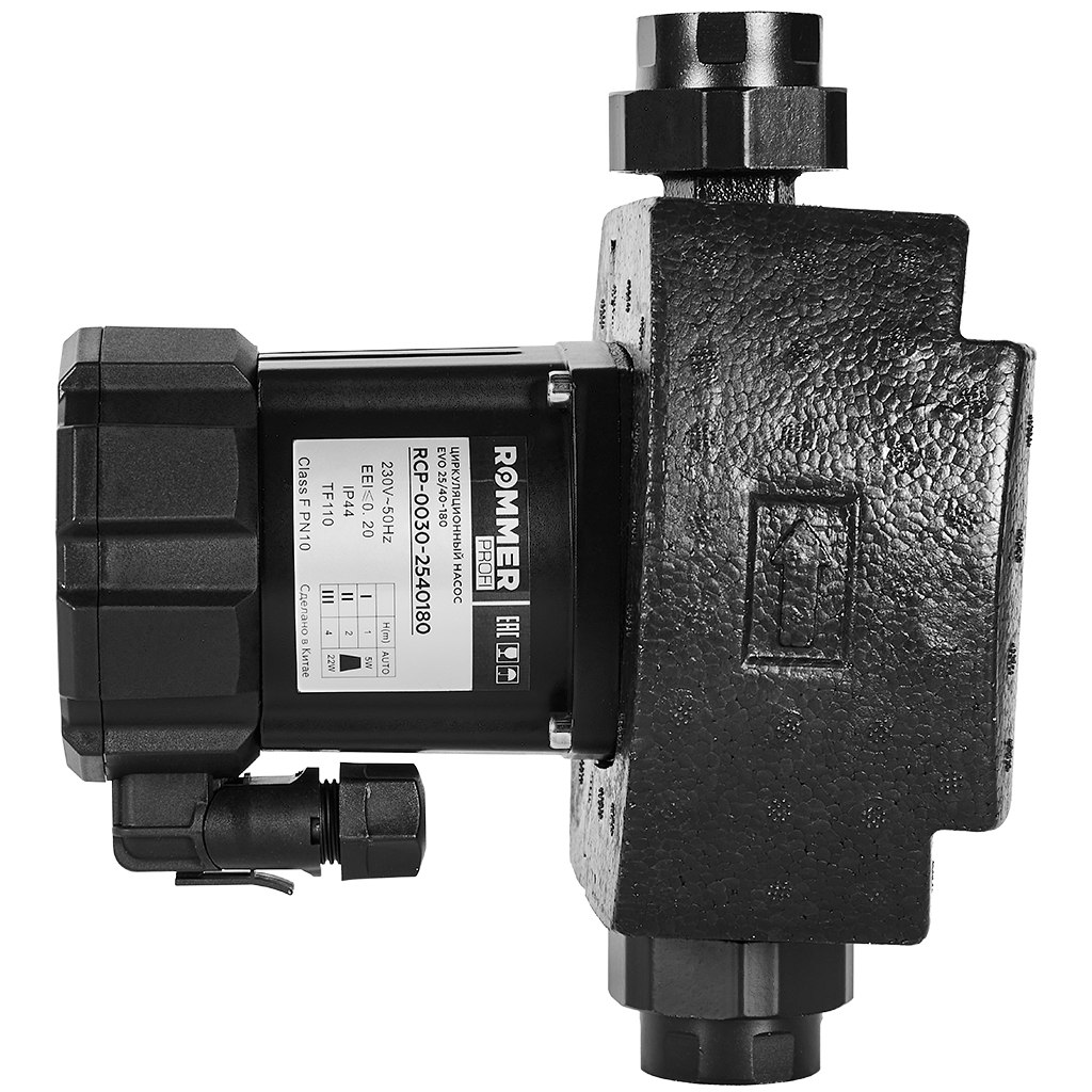 Частотный циркуляционный насос ROMMER PROFI EVO 25/40-180 с гайками и теплоизоляцией, RCP-0030-2540180